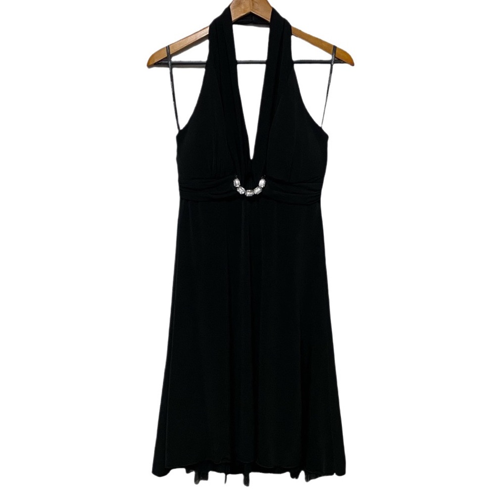 My Michelle Designer Halter Plunge Jeweled Dress Women’s Size L Y2K Cocktail